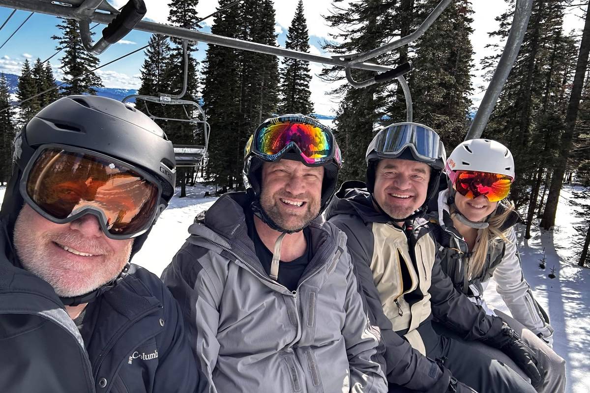 Riding the chairlift on a fresh snow morning